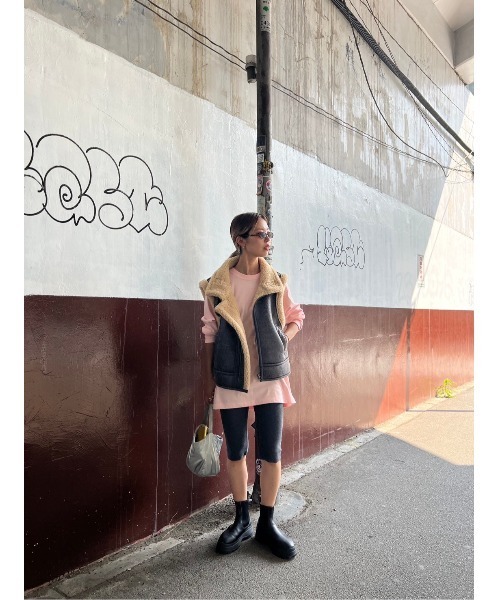 BLACK BY MOUSSY（ブラックバイマウジー）の「tereko half leggings(テレコハーフレギンス)（レギンス/スパッツ・レディース・チャコールグレー/ブラック・FREE）」の3枚目の写真