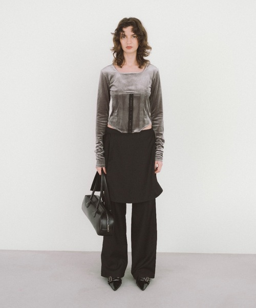 duei（デュイ）の「スクエアネックベロアコルセットトップス（Tシャツ/カットソー・レディース・グレー/ブラック・FREE）」の13枚目の写真