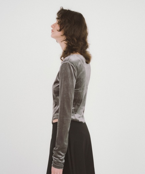 duei（デュイ）の「スクエアネックベロアコルセットトップス（Tシャツ/カットソー・レディース・グレー/ブラック・FREE）」の12枚目の写真