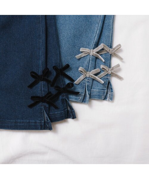 apres les cours（アプレレクール）の「【WEB限定】サイドリボンデニムパンツ（デニムパンツ・キッズ・サックスブルー/ネイビー・80/90/100/110/120/130/140）」の5枚目の写真