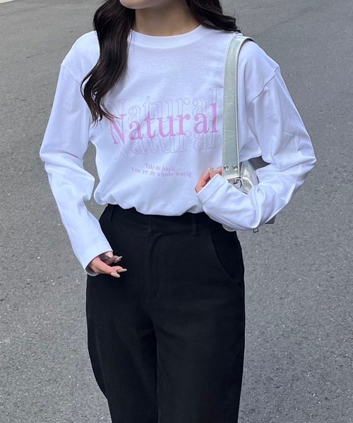 fiere(フィエール)の「英字プリントロンT/長袖Tシャツ(Tシャツ/カットソー・レディース・ホワイト/A・MEDIUM/LARGE)」の1枚目の写真