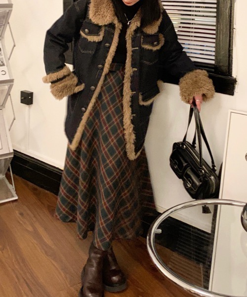 GEMEDA(ジェメダ)の「チェックスカート(スカート・レディース・ダークグリーン/ネイビー・M)」の14枚目の写真