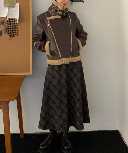 GEMEDA(ジェメダ)の「チェックスカート(スカート・レディース・ダークグリーン/ネイビー・M)」の18枚目の写真
