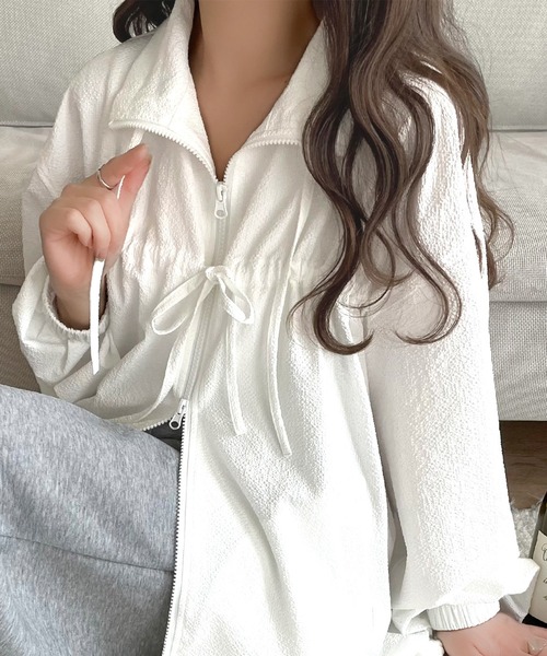 classicalelf（クラシカルエルフ）の「トレンド感たっぷりダブルジップリボンJK（ブルゾン・レディース・ブラック/オフホワイト/ベージュ・MEDIUM/SMALL/X-LARGE/LARGE）」の14枚目の写真