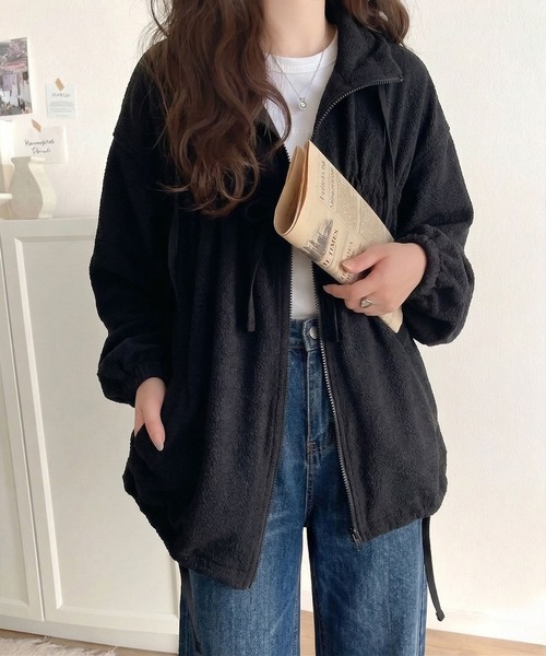 classicalelf（クラシカルエルフ）の「トレンド感たっぷりダブルジップリボンJK（ブルゾン・レディース・ブラック/オフホワイト/ベージュ・MEDIUM/SMALL/X-LARGE/LARGE）」の18枚目の写真