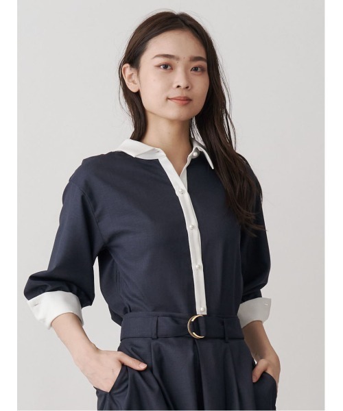 【セール】パールボタンロングカフスブラウス（シャツ/ブラウス）｜TONAL（トーナル）