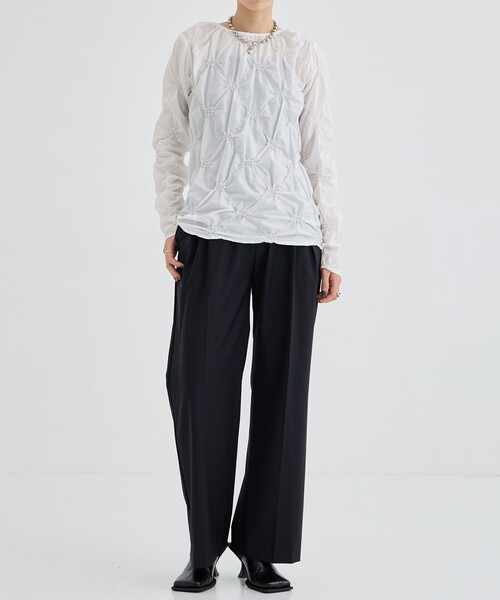 HOUGA/ホウガ】dearly tops/シャーリングカットソー（Tシャツ