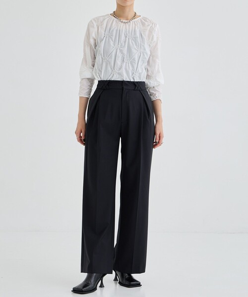 HOUGA（ホウガ）の「【HOUGA/ホウガ】dearly tops/シャーリングカットソー（Tシャツ/カットソー・レディース・カーキ/ホワイト・FREE）」の12枚目の写真