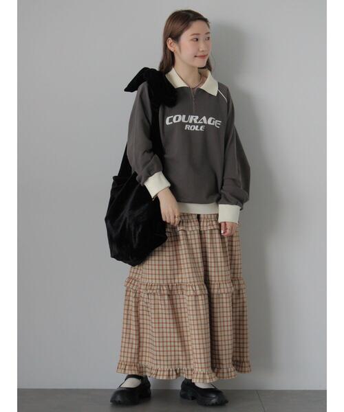 ehka sopo（エヘカソポ）の「チェックティアードスカート（スカート・レディース・キャメル/グリーン/ボルドー・F）」の10枚目の写真