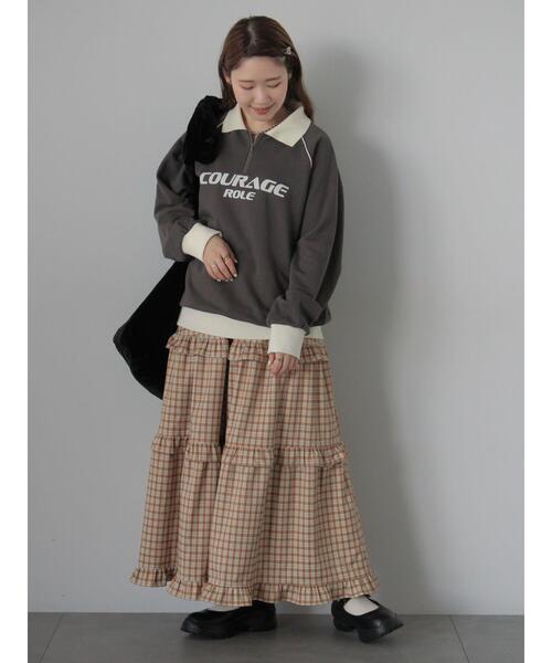 ehka sopo（エヘカソポ）の「チェックティアードスカート（スカート・レディース・キャメル/グリーン/ボルドー・F）」の11枚目の写真