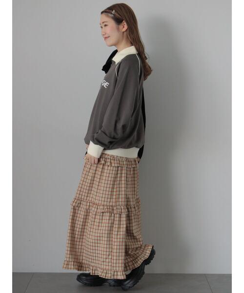 ehka sopo（エヘカソポ）の「チェックティアードスカート（スカート・レディース・キャメル/グリーン/ボルドー・F）」の12枚目の写真