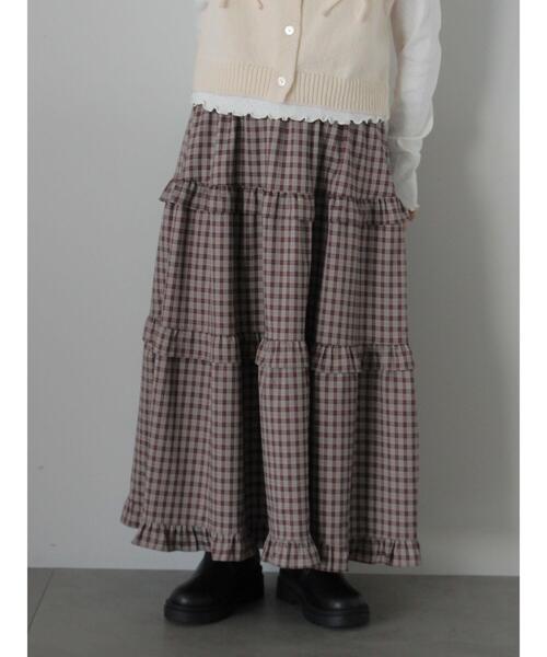 ehka sopo（エヘカソポ）の「チェックティアードスカート（スカート・レディース・キャメル/グリーン/ボルドー・F）」の15枚目の写真