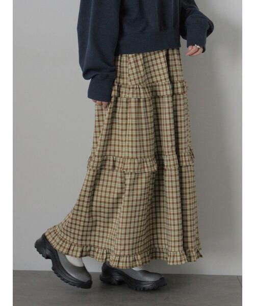 ehka sopo（エヘカソポ）の「チェックティアードスカート（スカート・レディース・キャメル/グリーン/ボルドー・F）」の19枚目の写真
