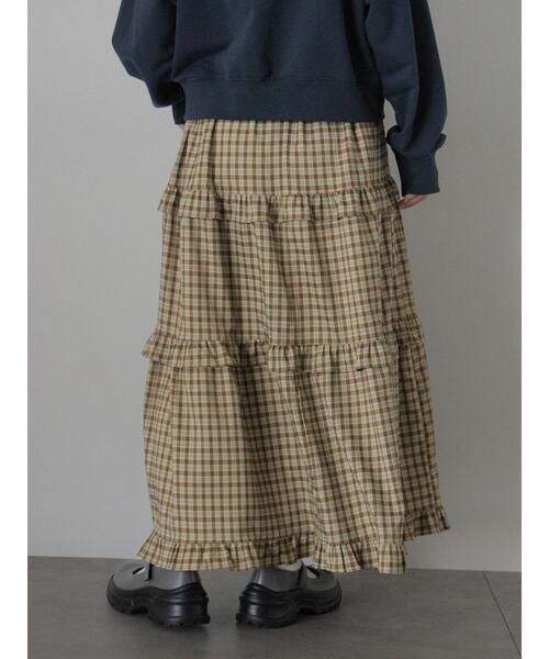 ehka sopo（エヘカソポ）の「チェックティアードスカート（スカート・レディース・キャメル/グリーン/ボルドー・F）」の21枚目の写真