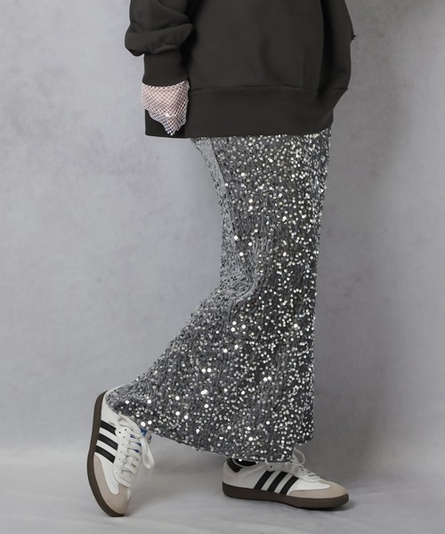 Lull(ルル)の「【Lull / ルル】スパンコールロングスカート(スカート・レディース・グレー/ブラック・ONESIZE)」の9枚目の写真