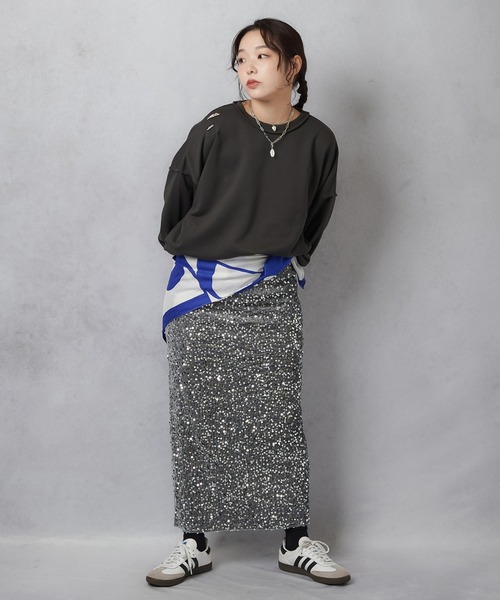 Lull(ルル)の「【Lull / ルル】スパンコールロングスカート(スカート・レディース・グレー/ブラック・ONESIZE)」の14枚目の写真
