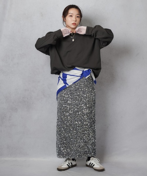 Lull(ルル)の「【Lull / ルル】スパンコールロングスカート(スカート・レディース・グレー/ブラック・ONESIZE)」の15枚目の写真