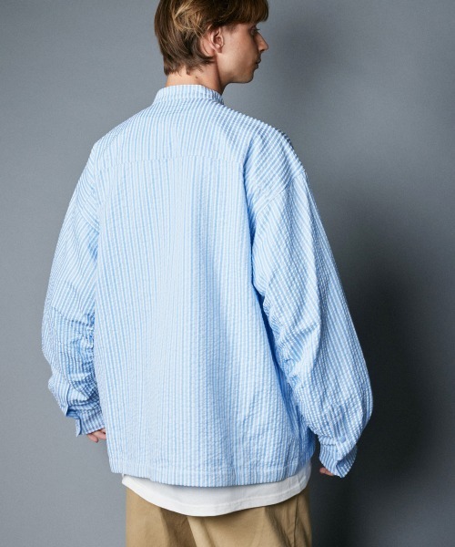 rehacer（レアセル）の「rehacer : Prisoner Shirt Jacket / プリズナーシャツジャケット（シャツ/ブラウス・メンズ・ブラック/グリーン/サックスブルー・SMALL/MEDIUM/LARGE）」の5枚目の写真