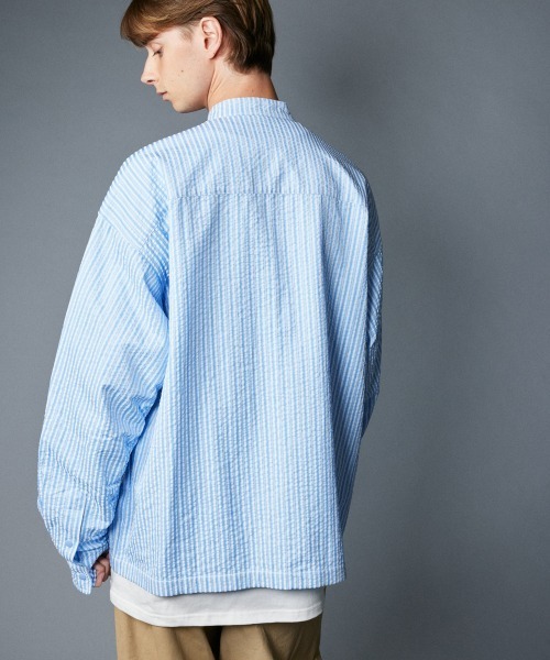 rehacer（レアセル）の「rehacer : Prisoner Shirt Jacket / プリズナーシャツジャケット（シャツ/ブラウス・メンズ・ブラック/グリーン/サックスブルー・SMALL/MEDIUM/LARGE）」の7枚目の写真