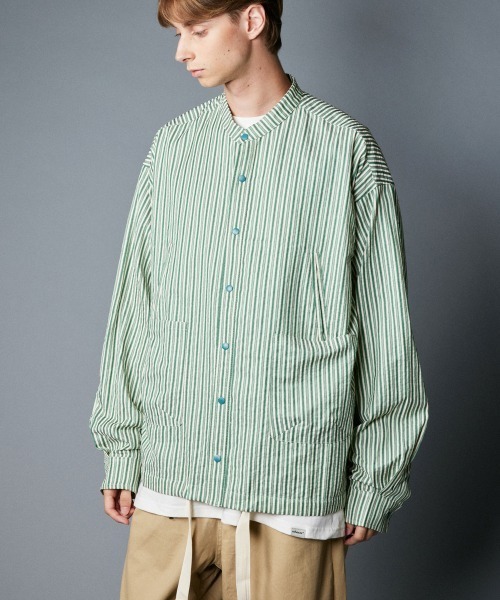 rehacer（レアセル）の「rehacer : Prisoner Shirt Jacket / プリズナーシャツジャケット（シャツ/ブラウス・メンズ・ブラック/グリーン/サックスブルー・SMALL/MEDIUM/LARGE）」の11枚目の写真