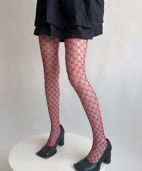 c.u.l（シーユーエル）の「ジオメトリック柄 カラー網タイツ ストッキング cula1041（タイツ/ストッキング・レディース・グレー/ブラック/パープル/ホワイト/レッド/グリーン・FREE）」の21枚目の写真