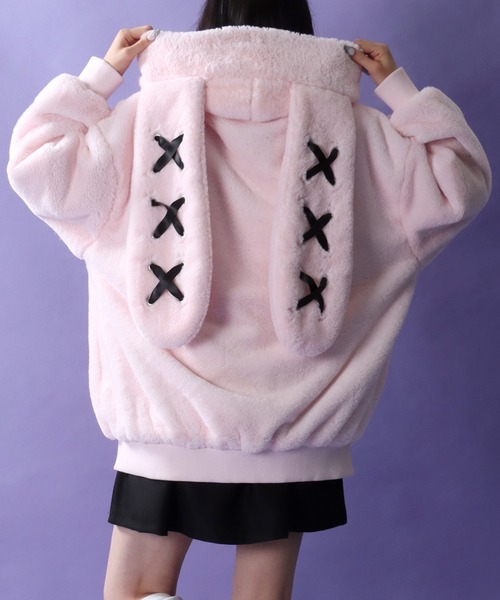 セール】Rabbit Ears Fur Hoodie/オーバーサイズ うさ耳付きフード