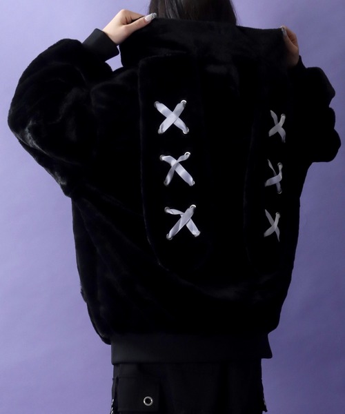 セール】Rabbit Ears Fur Hoodie/オーバーサイズ うさ耳付きフード