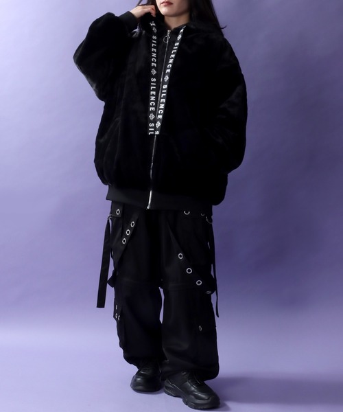 SITRY（シトリー）の「Rabbit Ears Fur Hoodie/オーバーサイズ うさ耳付きフード フルジップパーカー ファーブルゾン ファージャケット（ブルゾン・レディース・ホワイト/ピンク/ブラック/サックスブルー/ブラック系その他・FREE）」の20枚目の写真