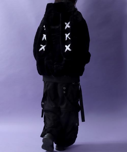 SITRY（シトリー）の「Rabbit Ears Fur Hoodie/オーバーサイズ うさ耳付きフード フルジップパーカー ファーブルゾン ファージャケット（ブルゾン・レディース・ホワイト/ピンク/ブラック/サックスブルー/ブラック系その他・FREE）」の22枚目の写真