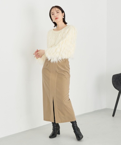 Andemiu（アンデミュウ）の「フリンジニット202797（ニット/セーター・レディース・アイボリー/グレー・FREE）」の7枚目の写真