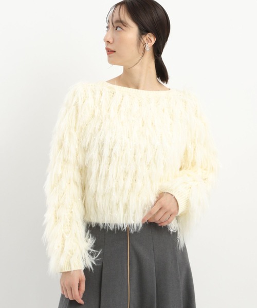 Andemiu（アンデミュウ）の「フリンジニット202797（ニット/セーター・レディース・アイボリー/グレー・FREE）」の9枚目の写真