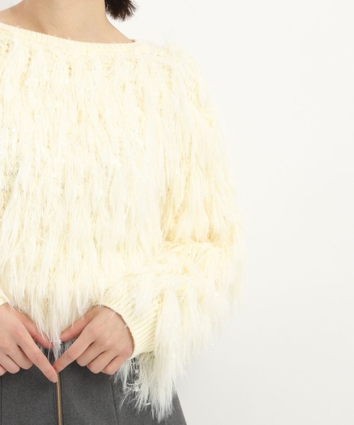 Andemiu（アンデミュウ）の「フリンジニット202797（ニット/セーター・レディース・アイボリー/グレー・FREE）」の13枚目の写真