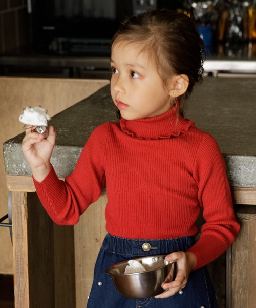 BRANSHES（ブランシェス）の「タートルネックリブニット（ニット/セーター・キッズ・レッド/アイボリー/その他/ブラック・120/100/140/130/150/110）」の8枚目の写真