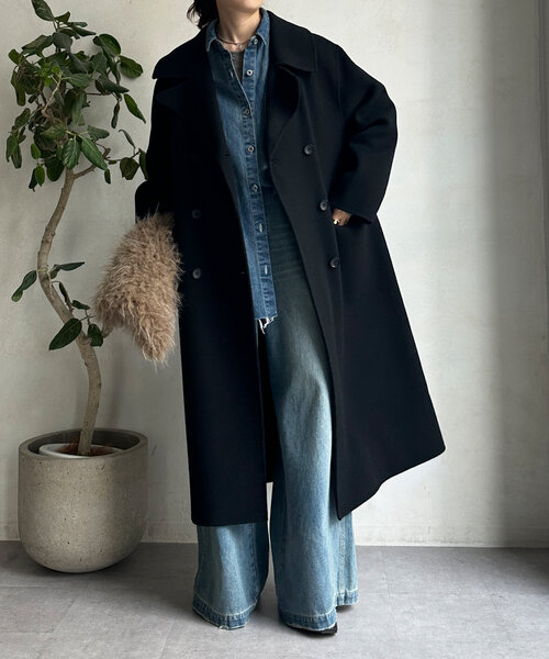 DouDou（ドゥドゥ）の「ダブルフェイスWロングコート（その他アウター・レディース・ブラック/ベージュ・FREE）」の4枚目の写真