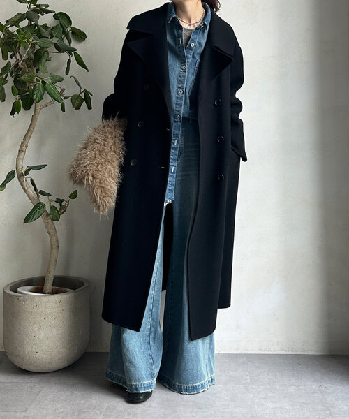 DouDou（ドゥドゥ）の「ダブルフェイスWロングコート（その他アウター・レディース・ブラック/ベージュ・FREE）」の21枚目の写真