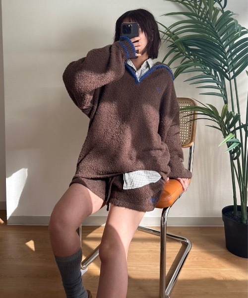 nemne store（ネンネストア）の「[keel]ブークレニットショートパンツセットアップ（その他パンツ・レディース・ブラウン/グレー・MEDIUM/SMALL）」の10枚目の写真