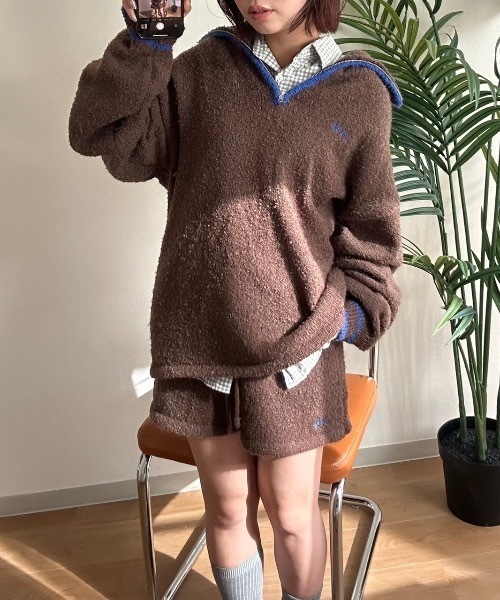 nemne store（ネンネストア）の「[keel]ブークレニットショートパンツセットアップ（その他パンツ・レディース・ブラウン/グレー・MEDIUM/SMALL）」の8枚目の写真