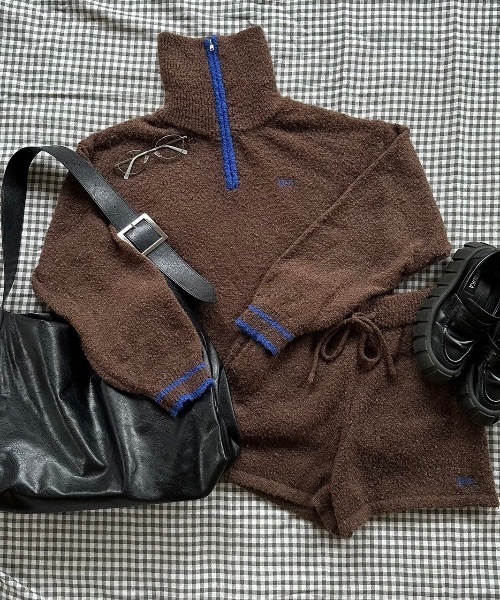 nemne store（ネンネストア）の「[keel]ブークレニットショートパンツセットアップ（その他パンツ・レディース・ブラウン/グレー・MEDIUM/SMALL）」の16枚目の写真