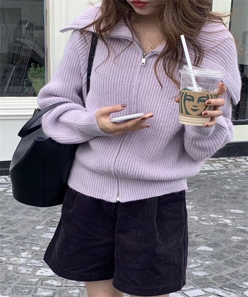 スカラップカーディガン スカラップジップ ショートカーディガン(トップス)｜TO BE CHIC