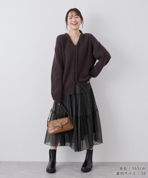 ROPE' PICNIC（ロペピクニック）の「着丈が選べるペーパーライクドットティアードスカート（スカート・レディース・ブラック/オフホワイト・38/T38）」の3枚目の写真