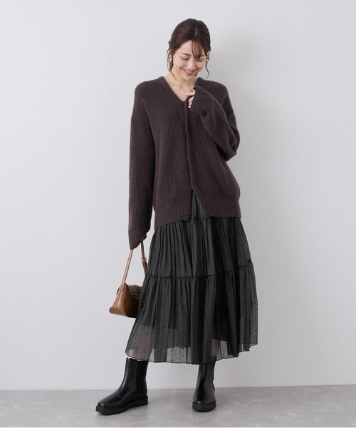 ROPE' PICNIC（ロペピクニック）の「着丈が選べるペーパーライクドットティアードスカート（スカート・レディース・ブラック/オフホワイト・38/T38）」の4枚目の写真