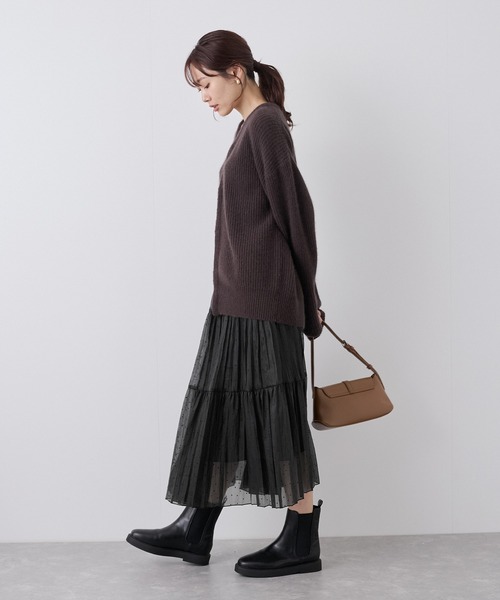 ROPE' PICNIC（ロペピクニック）の「着丈が選べるペーパーライクドットティアードスカート（スカート・レディース・ブラック/オフホワイト・38/T38）」の5枚目の写真