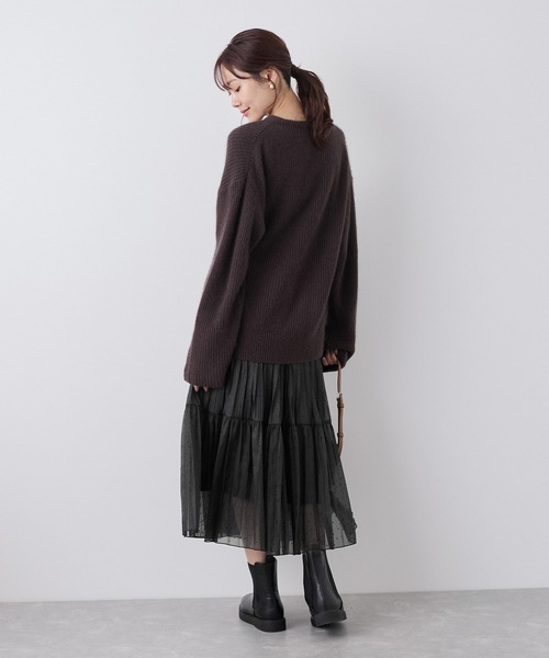 ROPE' PICNIC（ロペピクニック）の「着丈が選べるペーパーライクドットティアードスカート（スカート・レディース・ブラック/オフホワイト・38/T38）」の6枚目の写真