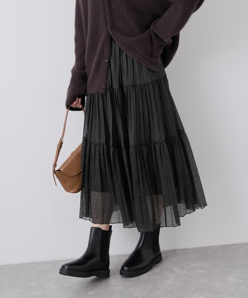 ROPE' PICNIC（ロペピクニック）の「着丈が選べるペーパーライクドットティアードスカート（スカート・レディース・ブラック/オフホワイト・38/T38）」の8枚目の写真