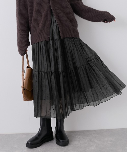 ROPE' PICNIC（ロペピクニック）の「着丈が選べるペーパーライクドットティアードスカート（スカート・レディース・ブラック/オフホワイト・38/T38）」の9枚目の写真