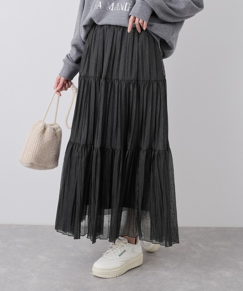 ROPE' PICNIC（ロペピクニック）の「着丈が選べるペーパーライクドットティアードスカート（スカート・レディース・ブラック/オフホワイト・38/T38）」の12枚目の写真