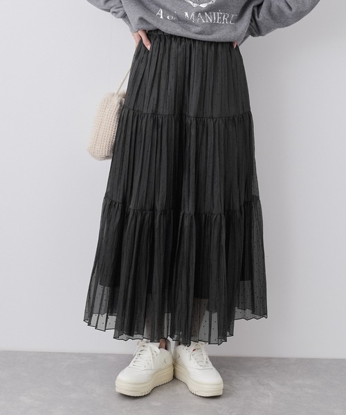 ROPE' PICNIC（ロペピクニック）の「着丈が選べるペーパーライクドットティアードスカート（スカート・レディース・ブラック/オフホワイト・38/T38）」の13枚目の写真