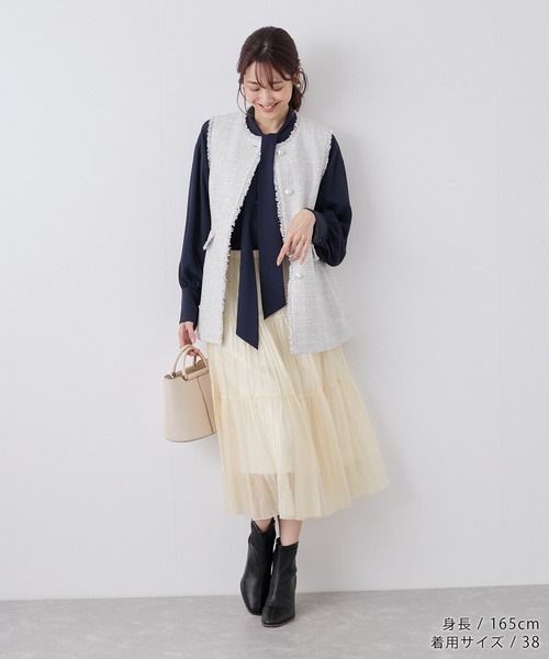 ROPE' PICNIC（ロペピクニック）の「着丈が選べるペーパーライクドットティアードスカート（スカート・レディース・ブラック/オフホワイト・38/T38）」の14枚目の写真