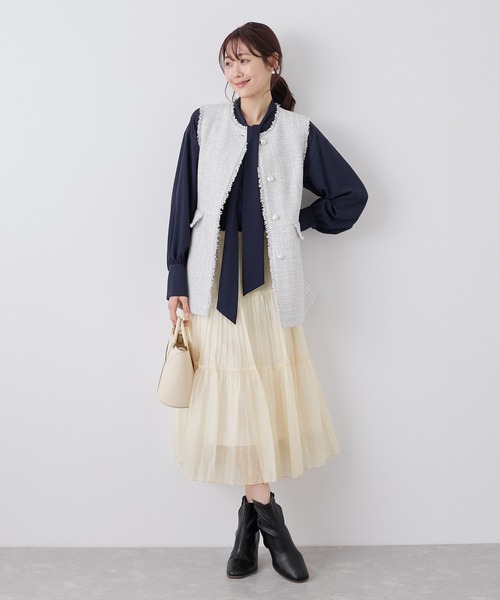 ROPE' PICNIC（ロペピクニック）の「着丈が選べるペーパーライクドットティアードスカート（スカート・レディース・ブラック/オフホワイト・38/T38）」の15枚目の写真