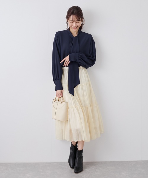 ROPE' PICNIC（ロペピクニック）の「着丈が選べるペーパーライクドットティアードスカート（スカート・レディース・ブラック/オフホワイト・38/T38）」の16枚目の写真